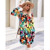 Zeagoo Fall Dresses for Women Long Sleeve Casual Pleated V Neck Dress 2026 A Line Tunic Dress(Mixed Printed)