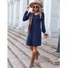 Zeagoo Fall Dresses for Women Long Sleeve Casual Pleated V Neck Dress 2026 A Line Tunic Dress(Navy)