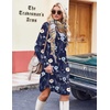 Zeagoo Fall Dresses for Women Long Sleeve Casual Pleated V Neck Dress 2026 A Line Tunic Dress(Navy Floral)