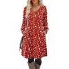 Zeagoo Fall Dresses for Women Long Sleeve Casual Pleated V Neck Dress 2026 A Line Tunic Dress(Red Floral)