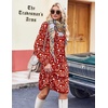 Zeagoo Fall Dresses for Women Long Sleeve Casual Pleated V Neck Dress 2026 A Line Tunic Dress(Red Floral)