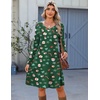Zeagoo Fall Dresses for Women Long Sleeve Casual Pleated V Neck Dress 2026 A Line Tunic Dress(Xmas Green)