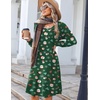 Zeagoo Fall Dresses for Women Long Sleeve Casual Pleated V Neck Dress 2026 A Line Tunic Dress(Xmas Green)
