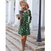 Zeagoo Fall Dresses for Women Long Sleeve Casual Pleated V Neck Dress 2026 A Line Tunic Dress(Xmas Green)