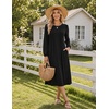 Zeagoo Fall Dresses for Women Long Sleeve Midi Dress Casual A Line Dresses 2026 Pleated Flare Dress with Pockets(A-black)