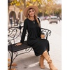 Zeagoo Fall Dresses for Women Long Sleeve Midi Dress Casual A Line Dresses 2026 Pleated Flare Dress with Pockets(A-black)