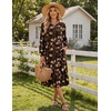 Zeagoo Fall Dresses for Women Long Sleeve Midi Dress Casual A Line Dresses 2026 Pleated Flare Dress with Pockets(Autumn Leaf Print)