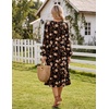 Zeagoo Fall Dresses for Women Long Sleeve Midi Dress Casual A Line Dresses 2026 Pleated Flare Dress with Pockets(Autumn Leaf Print)