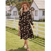 Zeagoo Fall Dresses for Women Long Sleeve Midi Dress Casual A Line Dresses 2026 Pleated Flare Dress with Pockets(Autumn Leaf Print)