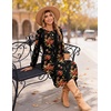 Zeagoo Fall Dresses for Women Long Sleeve Midi Dress Casual A Line Dresses 2026 Pleated Flare Dress with Pockets(Black Floral 02)