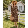 Zeagoo Fall Dresses for Women Long Sleeve Midi Dress Casual A Line Dresses 2026 Pleated Flare Dress with Pockets(Brown Floral)