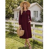 Zeagoo Fall Dresses for Women Long Sleeve Midi Dress Casual A Line Dresses 2026 Pleated Flare Dress with Pockets(Burgundy)