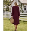 Zeagoo Fall Dresses for Women Long Sleeve Midi Dress Casual A Line Dresses 2026 Pleated Flare Dress with Pockets(Burgundy)