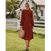 Zeagoo Fall Dresses for Women Long Sleeve Midi Dress Casual A Line Dresses 2026 Pleated Flare Dress with Pockets(Caramel)