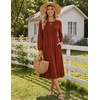 Zeagoo Fall Dresses for Women Long Sleeve Midi Dress Casual A Line Dresses 2026 Pleated Flare Dress with Pockets(Caramel)