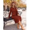 Zeagoo Fall Dresses for Women Long Sleeve Midi Dress Casual A Line Dresses 2026 Pleated Flare Dress with Pockets(Caramel)