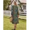 Zeagoo Fall Dresses for Women Long Sleeve Midi Dress Casual A Line Dresses 2026 Pleated Flare Dress with Pockets(Chic Blue Printed)