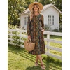 Zeagoo Fall Dresses for Women Long Sleeve Midi Dress Casual A Line Dresses 2026 Pleated Flare Dress with Pockets(Chic Brown Printed)