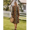 Zeagoo Fall Dresses for Women Long Sleeve Midi Dress Casual A Line Dresses 2026 Pleated Flare Dress with Pockets(Chic Brown Printed)