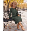 Zeagoo Fall Dresses for Women Long Sleeve Midi Dress Casual A Line Dresses 2026 Pleated Flare Dress with Pockets(Dusty Green)