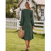Zeagoo Fall Dresses for Women Long Sleeve Midi Dress Casual A Line Dresses 2026 Pleated Flare Dress with Pockets(Dusty Green)