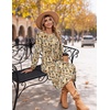 Zeagoo Fall Dresses for Women Long Sleeve Midi Dress Casual A Line Dresses 2026 Pleated Flare Dress with Pockets(Khaki Floral)