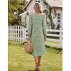 Zeagoo Fall Dresses for Women Long Sleeve Midi Dress Casual A Line Dresses 2026 Pleated Flare Dress with Pockets(Light Green Floral)