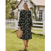 Zeagoo Fall Dresses for Women Long Sleeve Midi Dress Casual A Line Dresses 2026 Pleated Flare Dress with Pockets(Little Green Flower)