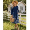 Zeagoo Fall Dresses for Women Long Sleeve Midi Dress Casual A Line Dresses 2026 Pleated Flare Dress with Pockets(Navy Floral)