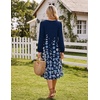 Zeagoo Fall Dresses for Women Long Sleeve Midi Dress Casual A Line Dresses 2026 Pleated Flare Dress with Pockets(Navy Floral)