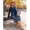 Zeagoo Fall Dresses for Women Long Sleeve Midi Dress Casual A Line Dresses 2026 Pleated Flare Dress with Pockets(Navy Floral)