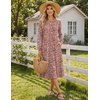 Zeagoo Fall Dresses for Women Long Sleeve Midi Dress Casual A Line Dresses 2026 Pleated Flare Dress with Pockets(Pink Floral)