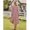 Zeagoo Fall Dresses for Women Long Sleeve Midi Dress Casual A Line Dresses 2026 Pleated Flare Dress with Pockets(Pink Floral)