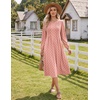 Zeagoo Fall Dresses for Women Long Sleeve Midi Dress Casual A Line Dresses 2026 Pleated Flare Dress with Pockets(Pink Polka Dot)