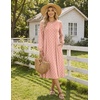 Zeagoo Fall Dresses for Women Long Sleeve Midi Dress Casual A Line Dresses 2026 Pleated Flare Dress with Pockets(Pink Polka Dot)