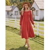 Zeagoo Fall Dresses for Women Long Sleeve Midi Dress Casual A Line Dresses 2026 Pleated Flare Dress with Pockets(Red Polka Dot)