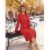Zeagoo Fall Dresses for Women Long Sleeve Midi Dress Casual A Line Dresses 2026 Pleated Flare Dress with Pockets(Red Polka Dot)