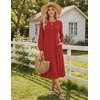 Zeagoo Fall Dresses for Women Long Sleeve Midi Dress Casual A Line Dresses 2026 Pleated Flare Dress with Pockets(Red Polka Dot)