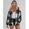 Zeagoo Hoodie for Women Hooded Sweatshirt Button Hoodies With Pockets Comfy Fleece Jackets 2026 Fashion S-3XL(Black Plaid)