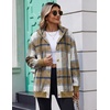 Zeagoo Hoodie for Women Hooded Sweatshirt Button Hoodies With Pockets Comfy Fleece Jackets 2026 Fashion S-3XL(Brown Plaid)