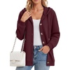 Zeagoo Hoodie for Women Hooded Sweatshirt Button Hoodies With Pockets Comfy Fleece Jackets 2026 Fashion S-3XL(Dark Red)