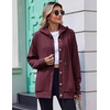 Zeagoo Hoodie for Women Hooded Sweatshirt Button Hoodies With Pockets Comfy Fleece Jackets 2026 Fashion S-3XL(Dark Red)