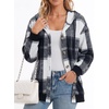 Zeagoo Hoodie for Women Hooded Sweatshirt Button Hoodies With Pockets Comfy Fleece Jackets 2026 Fashion S-3XL(Grey Black Plaid)