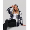 Zeagoo Hoodie for Women Hooded Sweatshirt Button Hoodies With Pockets Comfy Fleece Jackets 2026 Fashion S-3XL(Grey Black Plaid)