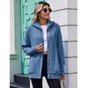 Zeagoo Hoodie for Women Hooded Sweatshirt Button Hoodies With Pockets Comfy Fleece Jackets 2026 Fashion S-3XL(Grey-blue)