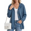 Zeagoo Hoodie for Women Hooded Sweatshirt Button Hoodies With Pockets Comfy Fleece Jackets 2026 Fashion S-3XL(Grey-blue)