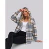 Zeagoo Hoodie for Women Hooded Sweatshirt Button Hoodies With Pockets Comfy Fleece Jackets 2026 Fashion S-3XL(Grey-brown Plaid)