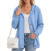 Zeagoo Hoodie for Women Hooded Sweatshirt Button Hoodies With Pockets Comfy Fleece Jackets 2026 Fashion S-3XL(Light Blue)