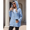 Zeagoo Hoodie for Women Hooded Sweatshirt Button Hoodies With Pockets Comfy Fleece Jackets 2026 Fashion S-3XL(Light Blue)