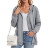 Zeagoo Hoodie for Women Hooded Sweatshirt Button Hoodies With Pockets Comfy Fleece Jackets 2026 Fashion S-3XL(Light Gray)
